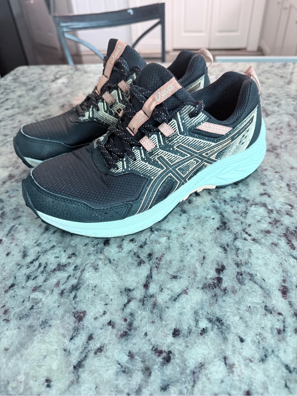 ASICS Black and Pink Women's Athletic Running Shoes